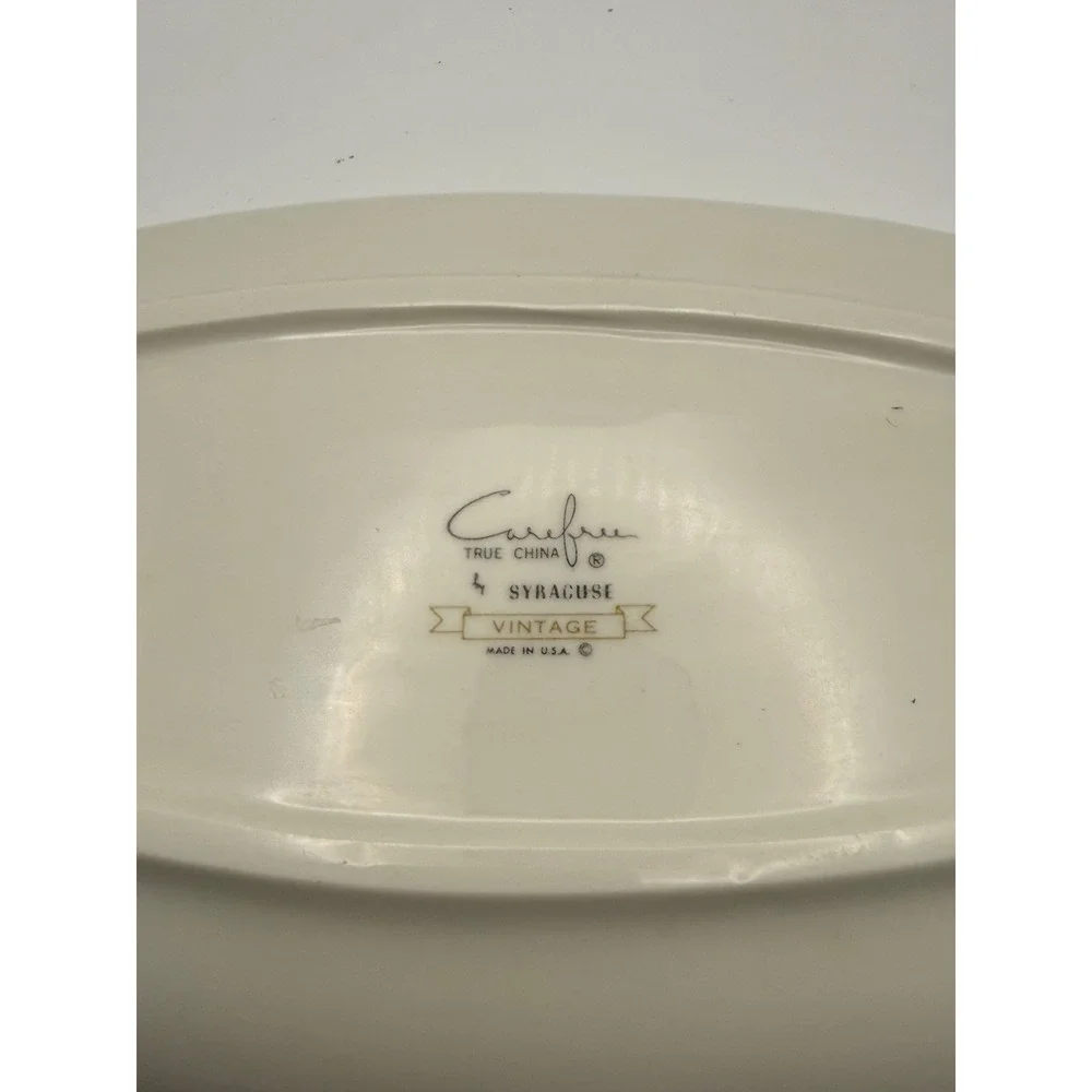 Vintage Syracuse China Carefree Grape Leaf Olive Serving Platter Cream Green USA